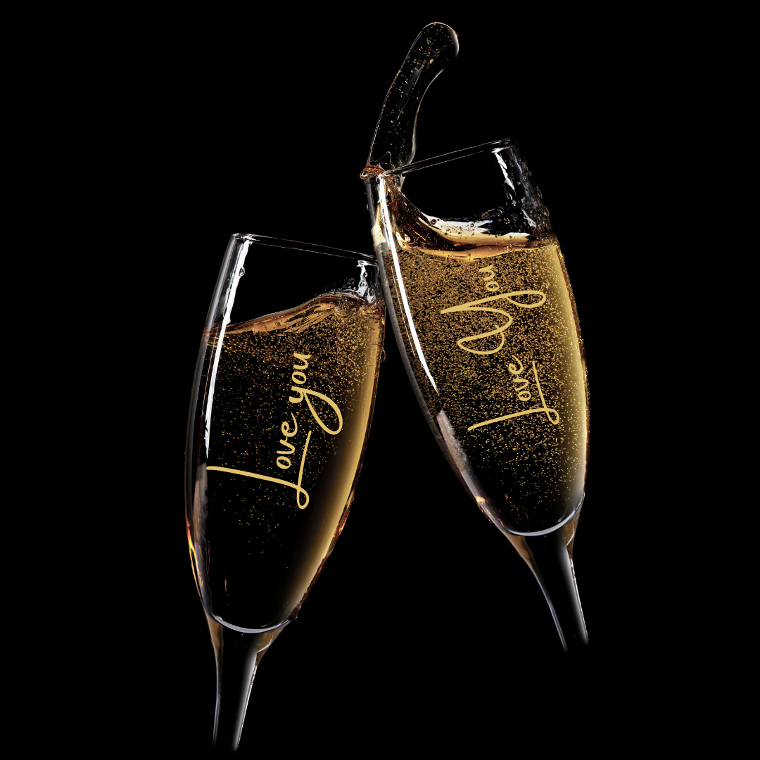 Personalizable labels for champagne glasses