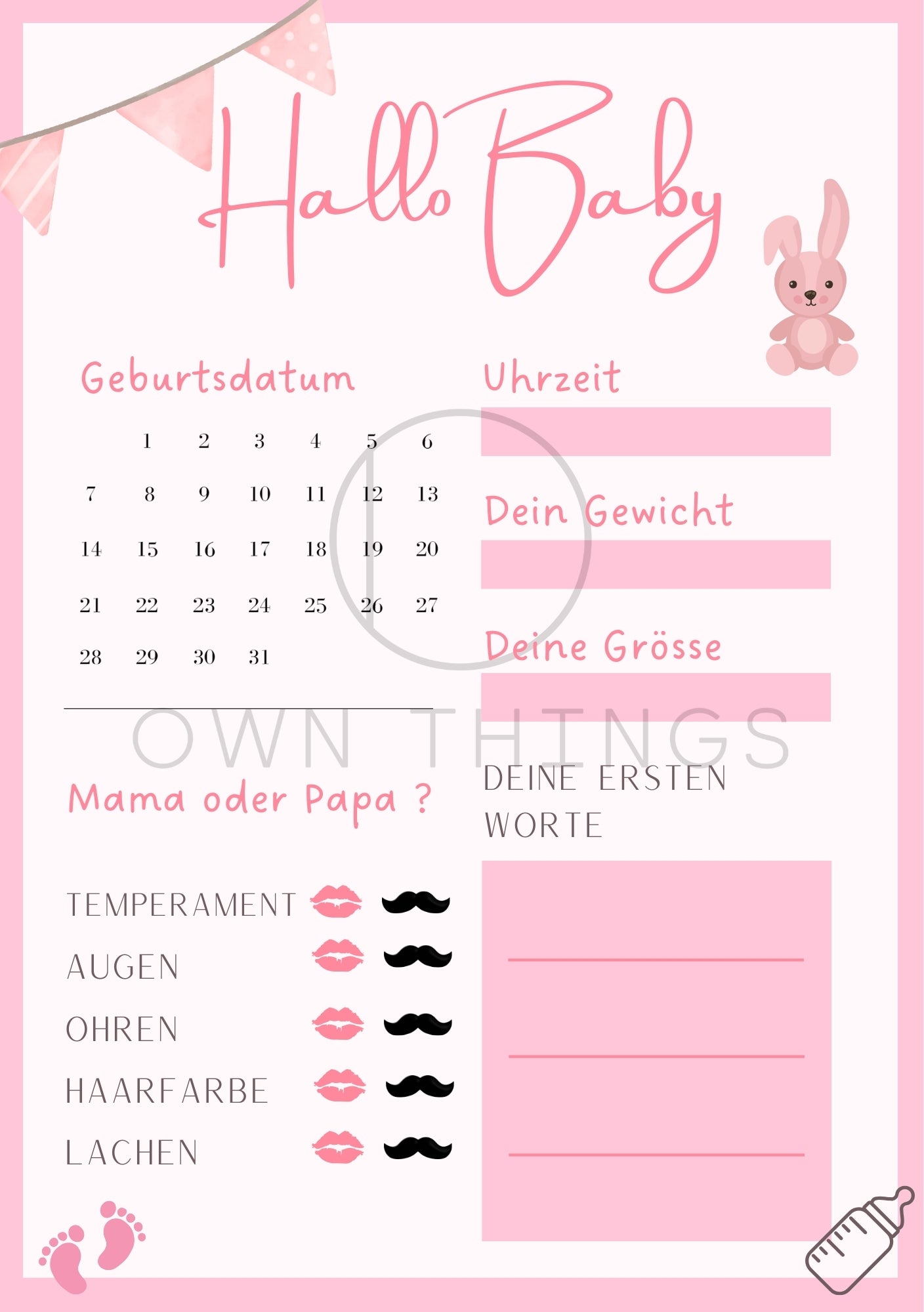 Babyparty Spiel rosa