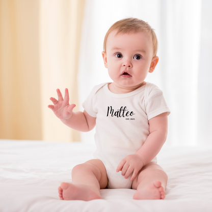 Personalizable baby bodysuit short sleeve