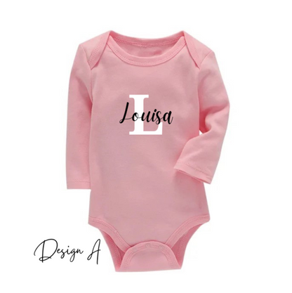 Personalizable baby bodysuit long sleeves