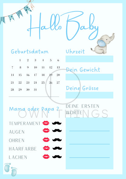 Babyparty Spiel blau